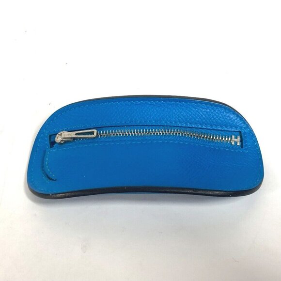 HERMES SURF Wallet Coin Compartment coin purse Epsom blue/SilverHardware - Picture 1 of 10